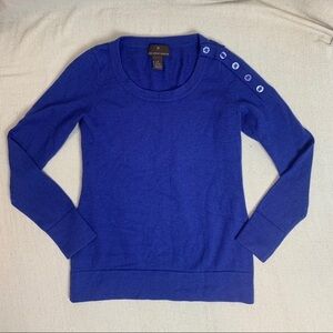Fenn Wright Mason Blue merino wool Button shoulder Sweater